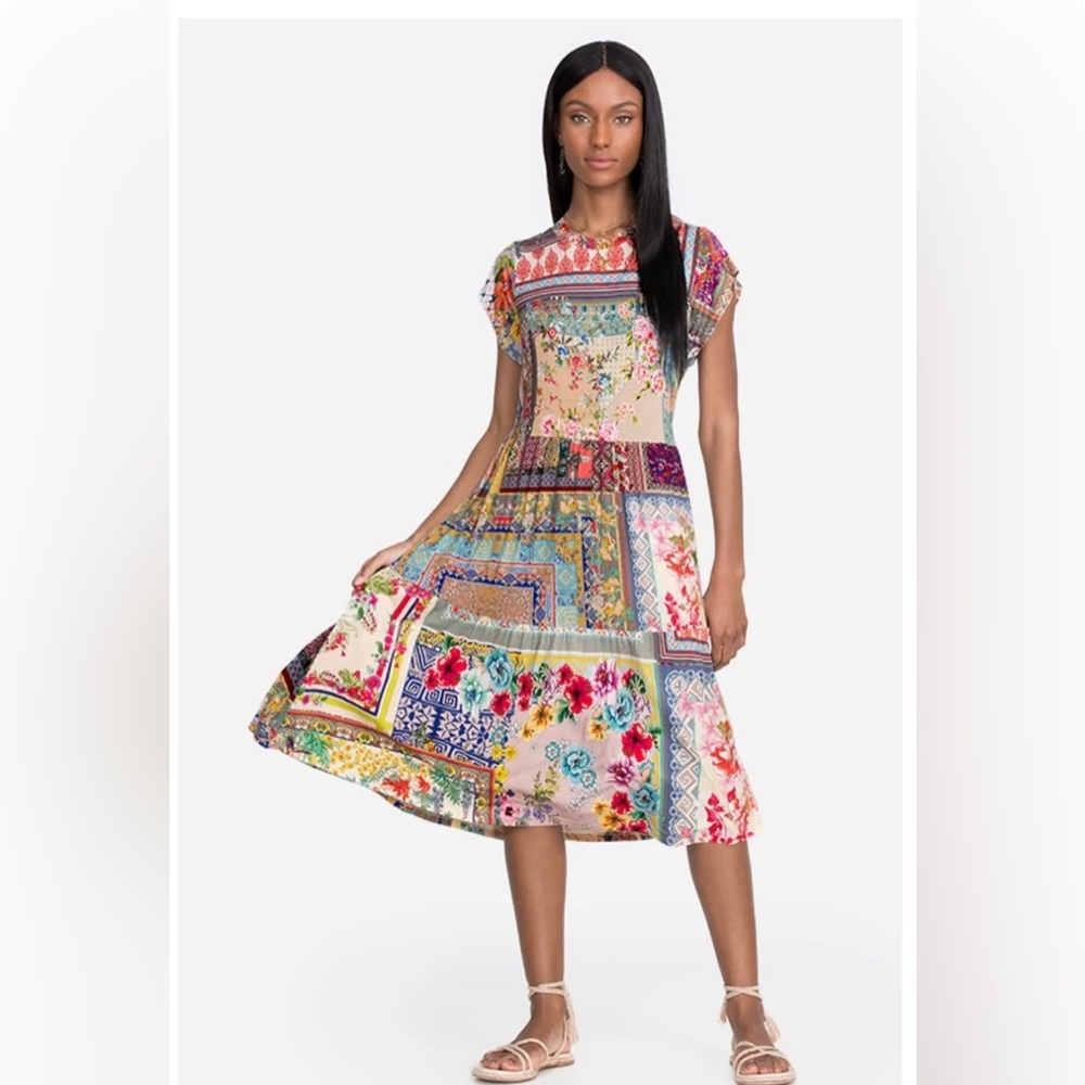 Johnny Was ANIKA CREW NECK TEA LENGTH DRESS - Size L